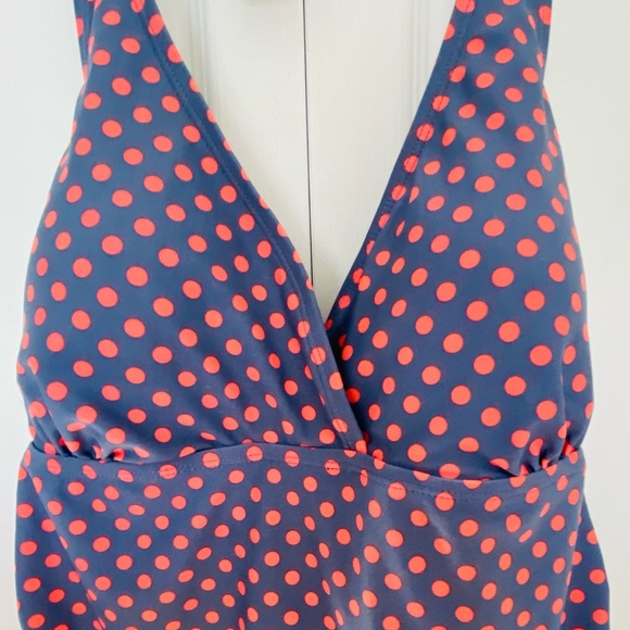 Beach Bump Maternity Grey/Coral Polka Dot Padded Bra High Rise Beach Swimsuit-Lg - Picture 2 of 15
